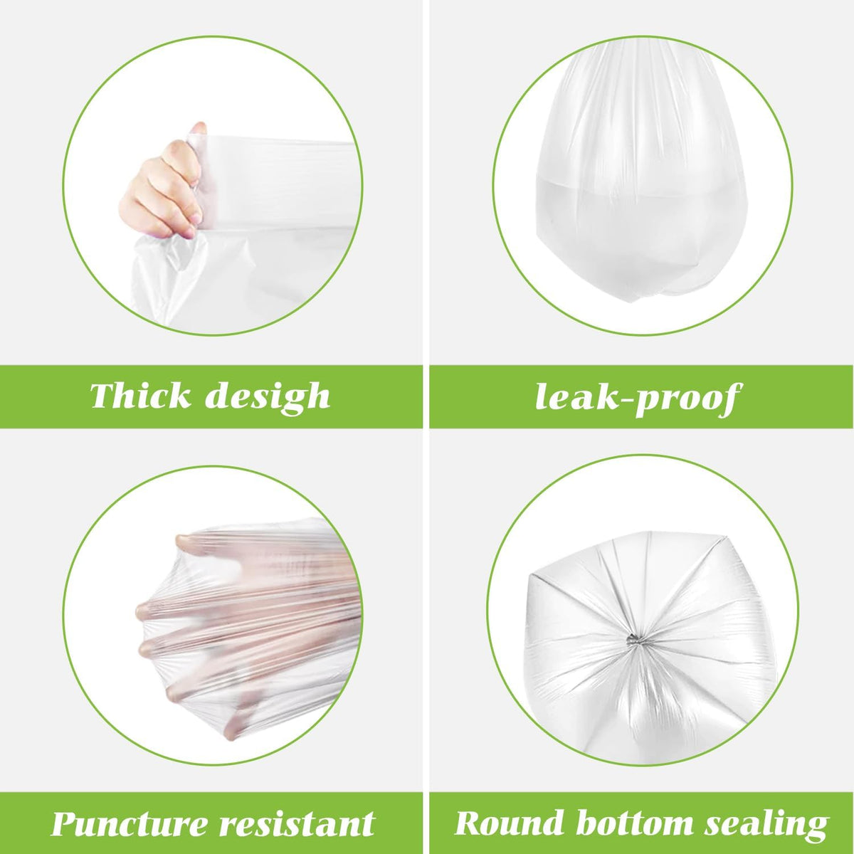 Teivio Small Clear Trash Bags 4 Gallon 330 Count Bathroom Garbage Bags