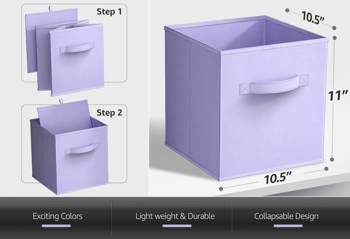 Sorbus Cube Storage Bin, Fabric, 6 Pack (11 Inch, Pastel Multi-Color)