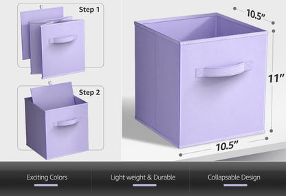 Sorbus Cube Storage Bin, Fabric, 6 Pack (11 Inch, Pastel Multi-Color)