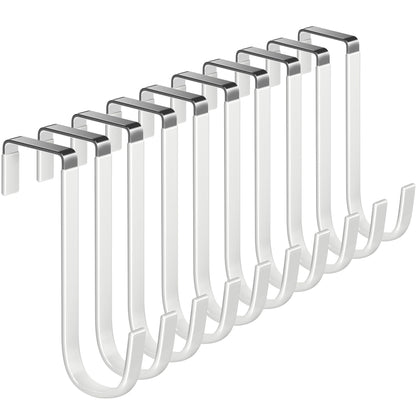 Mars-Rock Single Over Door Steel Hooks 4 Pack Fit 1-3/8" Door 5.5" White