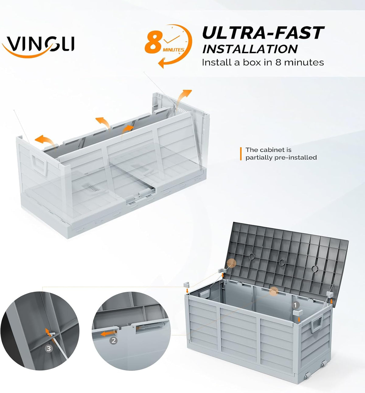 VINGLI 75 Gallon collapsible Outdoor Storage Box