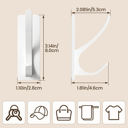 pickpiff White Self-Adhesive Hook, 13LB Hanger for Coat/Towel, 4-Pack