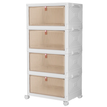 CTSNSLH 4 Tier Plastic Storage Bins with Lid 23QT - Stackable Storage Bins