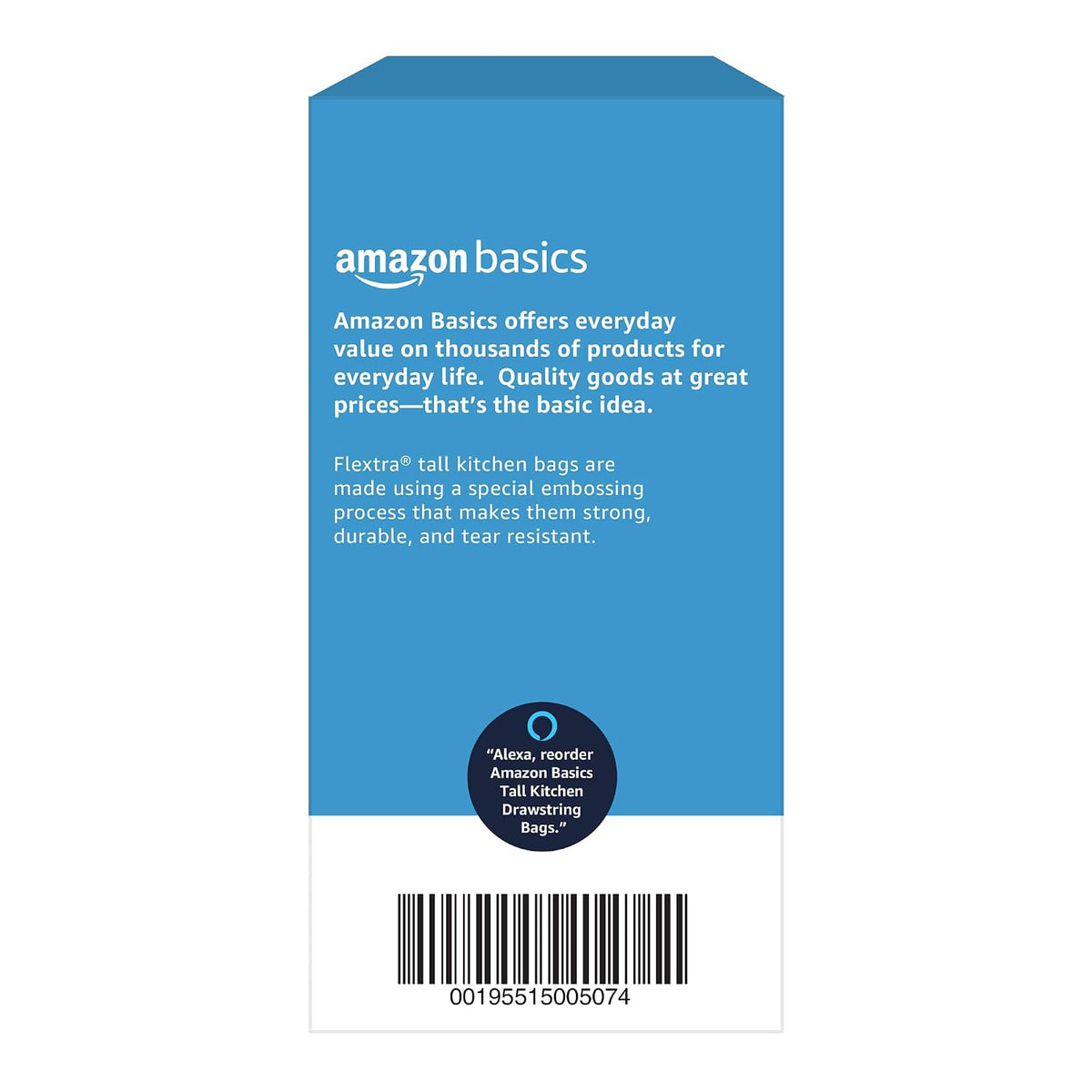 Amazon Basics Flextra Tall Kitchen Drawstring Trash Bags, 13 Gallon, 120 Count