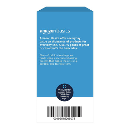 Amazon Basics Flextra Tall Kitchen Drawstring Trash Bags, 13 Gallon, 120 Count