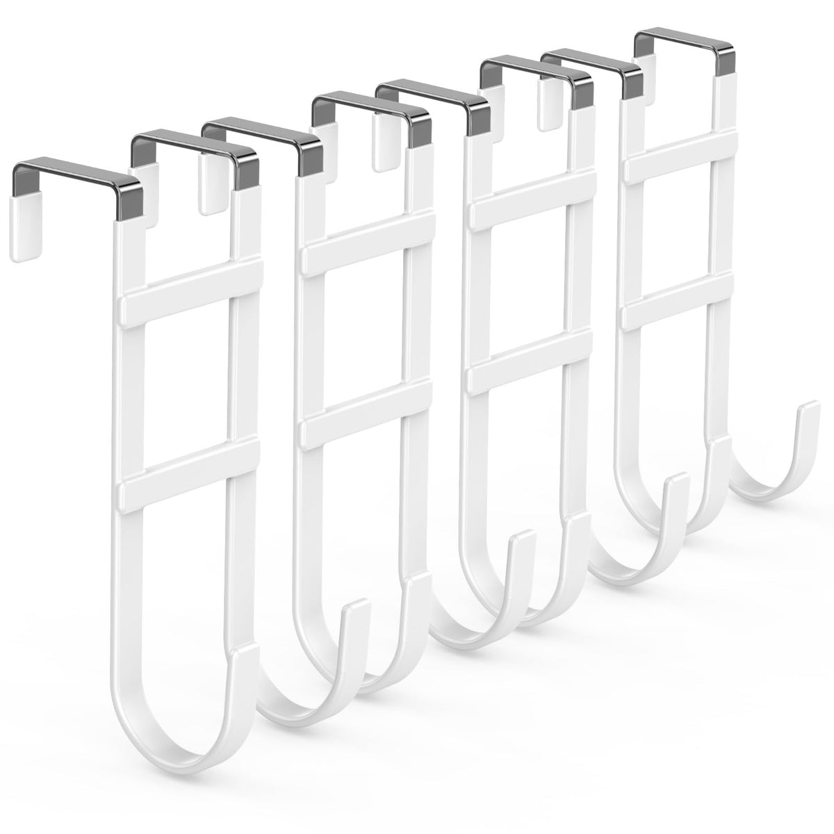 FYY Over the Door Hooks, Double-Hanger 2 Pack, Fits Doors 1 3/8" White