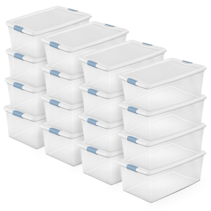 Sterilite Latching Box with Lids for Home and Office, 64 Quart, 4-Pack