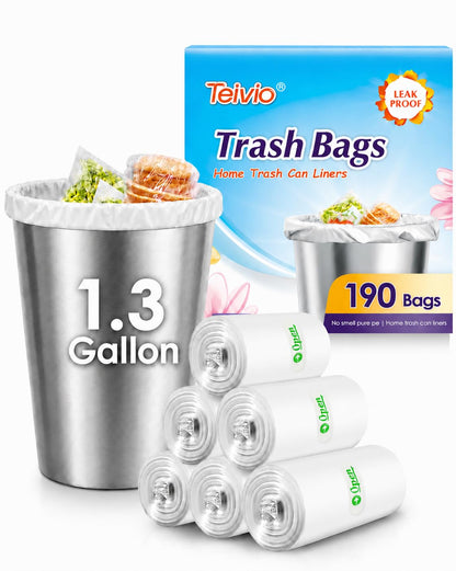 Teivio Small Clear Trash Bags 4 Gallon 330 Count Bathroom Garbage Bags