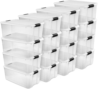 Sterilite Ultra Latch Box with Lids for Home and Office, 70 Quart, 12-Pack