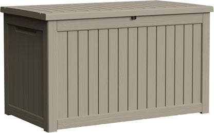 300 Gallon Resin Deck Box Waterproof Outdoor Storage Box for Patio Furniture Pool Accessories Indoor Storage for Cushion Garden Tools, Grey