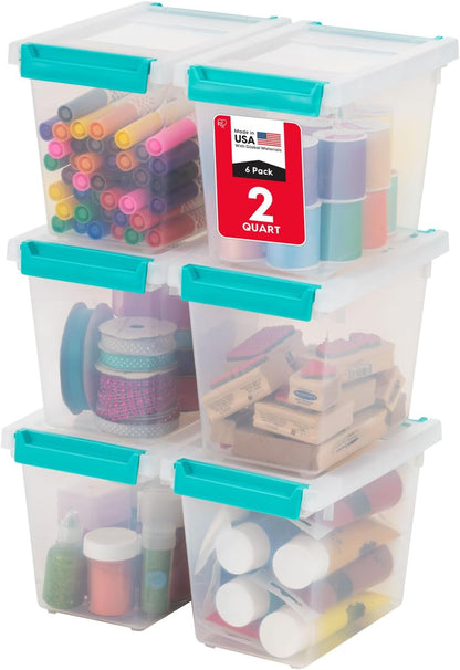 IRIS USA Storage Bins with Lids |Made in USA| 4 Qt - (6-Pack) - Clear