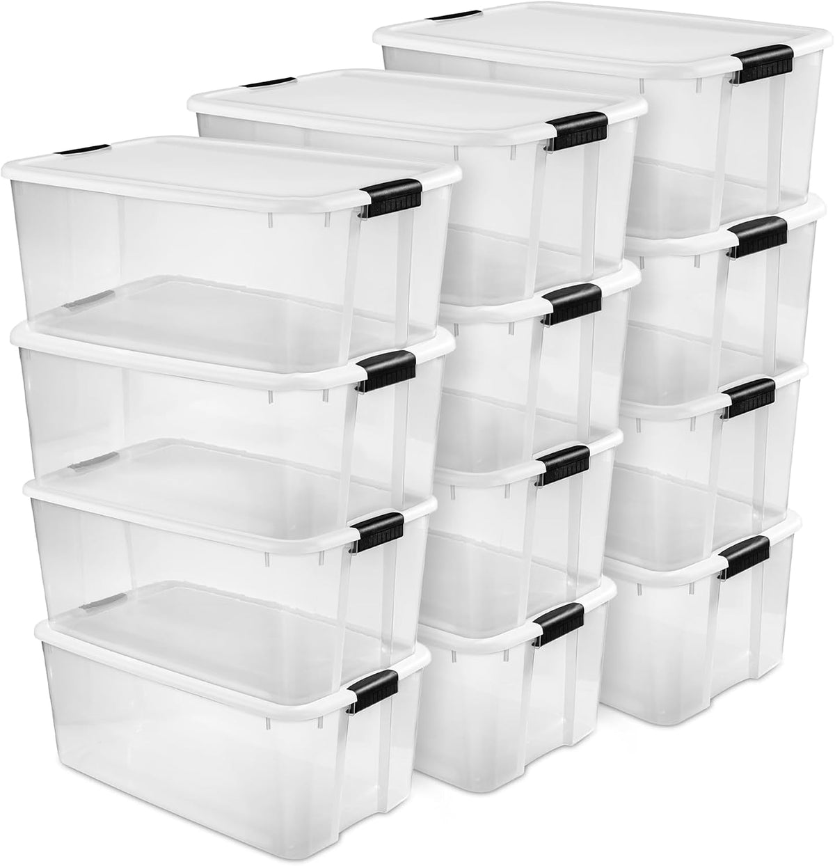 Sterilite Ultra Latch Box with Lids for Home and Office, 70 Quart, 12-Pack
