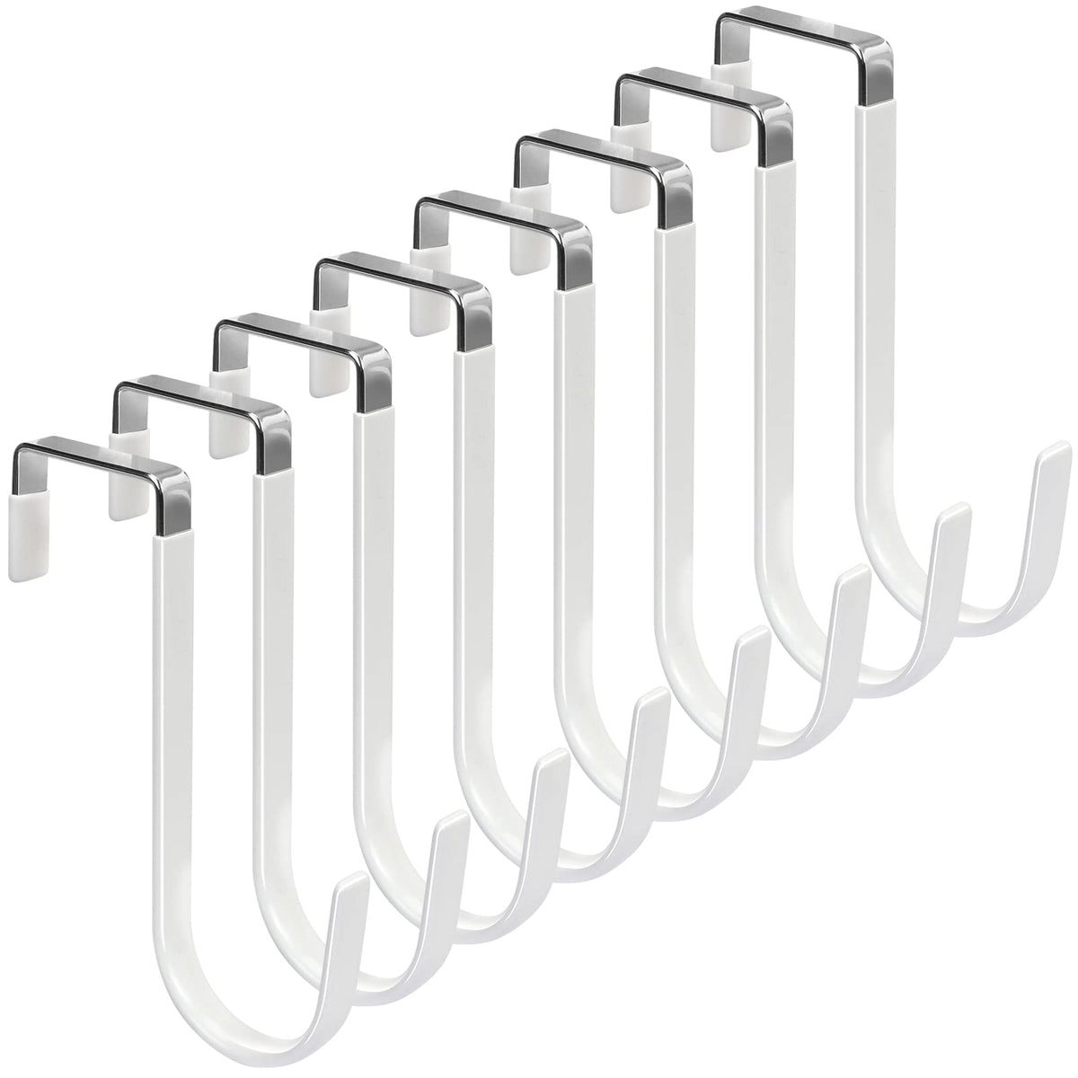 FYY Over the Door Hooks, Double-Hanger 2 Pack, Fits Doors 1 3/8" White
