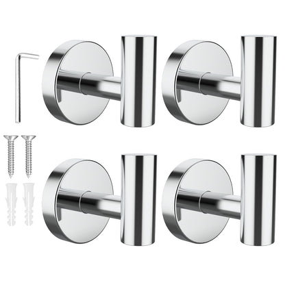 SetSail Towel Hooks for Bathrooms 4 Packs Screw-in Matte Black Bathroom Towel Hook Wall Mounted Stainless Steel Shower Towel Hooks for Coat Hanging, Drill Hole
