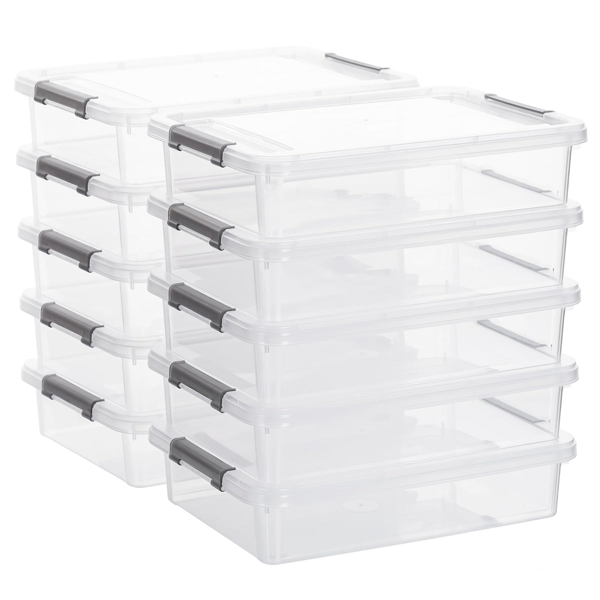 Citylife 3PC Storage Bins with Lids, Stackable Plastic Box, Paper Storage