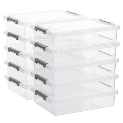 Citylife 3PC Storage Bins with Lids, Stackable Plastic Box, Paper Storage