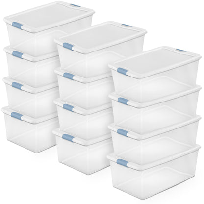Sterilite Latching Box with Lids for Home and Office, 64 Quart, 4-Pack