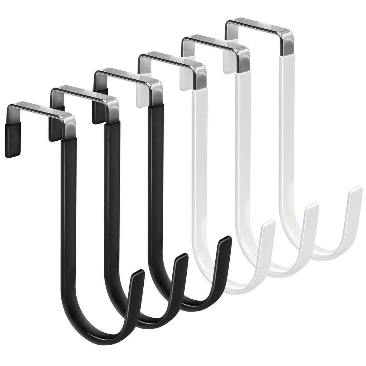 FYY Over the Door Hooks, Double-Hanger 2 Pack, Fits Doors 1 3/8" White