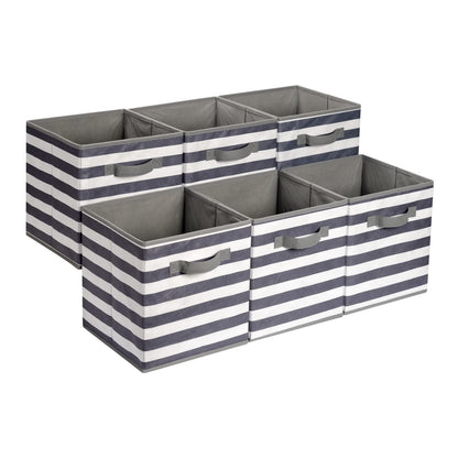 Amazon Basics Collapsible Fabric Storage Cubes Organizer with Handles, Sturdy Storage Bins for Organization, 10.5" x 10.5" x 11", Beige, 6-Pack
