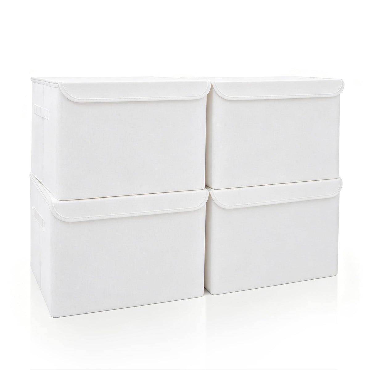Bagnizer Large 17" 42 Quarts Collapsible Stackable Storage Bins with Lids [3-Pack] Foldable Fabric Linen Storage Boxes Cube, Closet Organizer Baskets with Label (16.7 x 12 x 12, Black)
