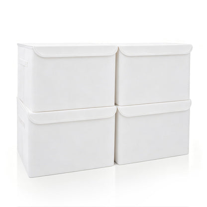 Bagnizer Large 17" 42 Quarts Collapsible Stackable Storage Bins with Lids [3-Pack] Foldable Fabric Linen Storage Boxes Cube, Closet Organizer Baskets with Label (16.7 x 12 x 12, Black)
