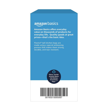 Amazon Basics Flextra Strength Tall Kitchen Drawstring Trash Bags, Fresh Scent, Tear Resistant, 13 Gallon, 90 Count