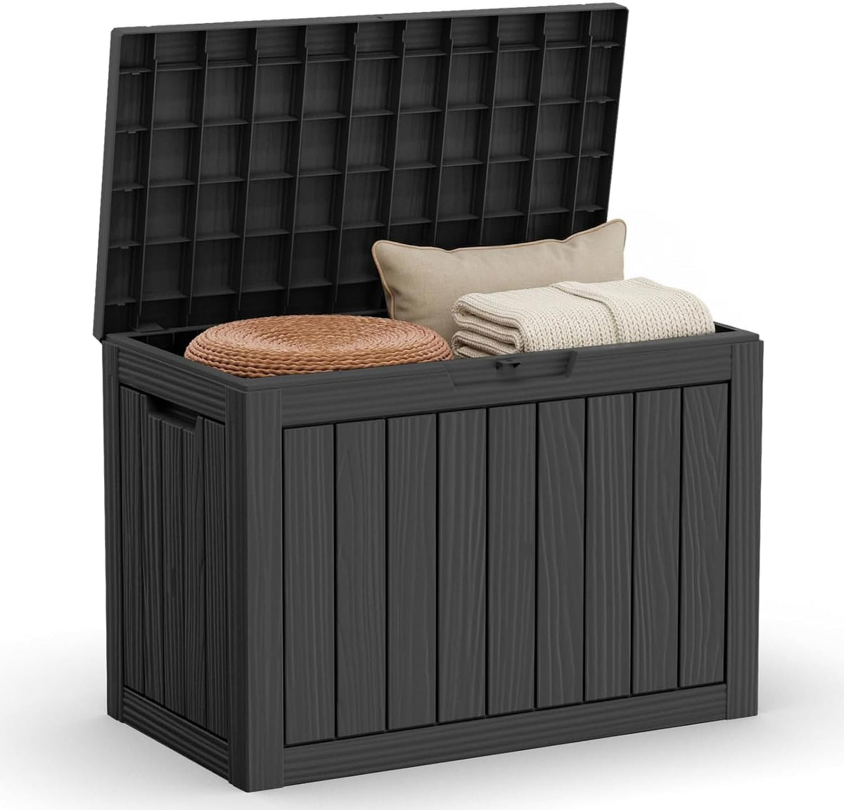 35 Gallon Outdoor Deck Box Lockable Waterproof Storage Black