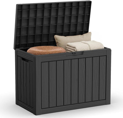 35 Gallon Outdoor Deck Box Lockable Waterproof Storage Black