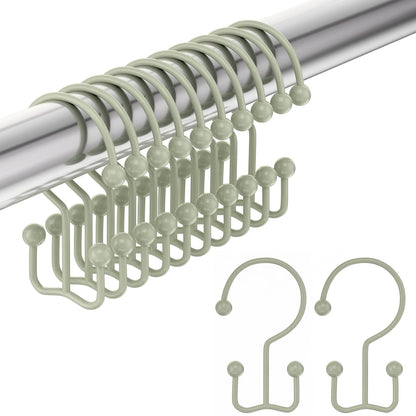 Amazer Shower Curtain Hooks, Decorative Rust Proof Stainless Steel Shower Curtain Hooks for Bathroom Shower Rods Set of 12, Polished Nickel