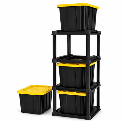 Sterilite Industrial Storage Tote with Lids for Garage, 27 Gallon, 4-Pack