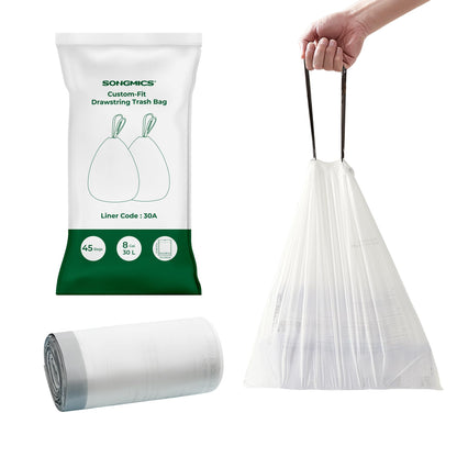 SONGMICS Trash Bags, for 8-Gallon (30 L) Trash Can, 2 Rolls, 90 Count