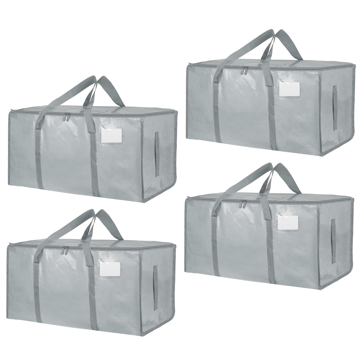 Moving Bags Extra Large 8 Pack - Heavy Duty Storage Totes with Wrap-Around Handles & Reinforced Zippers - Foldable Moving Box Alternative, Water-Resistant for Dorm, Closet & Under Bed Storage (Clear)