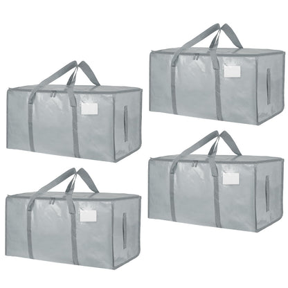 Moving Bags Extra Large 8 Pack - Heavy Duty Storage Totes with Wrap-Around Handles & Reinforced Zippers - Foldable Moving Box Alternative, Water-Resistant for Dorm, Closet & Under Bed Storage (Clear)