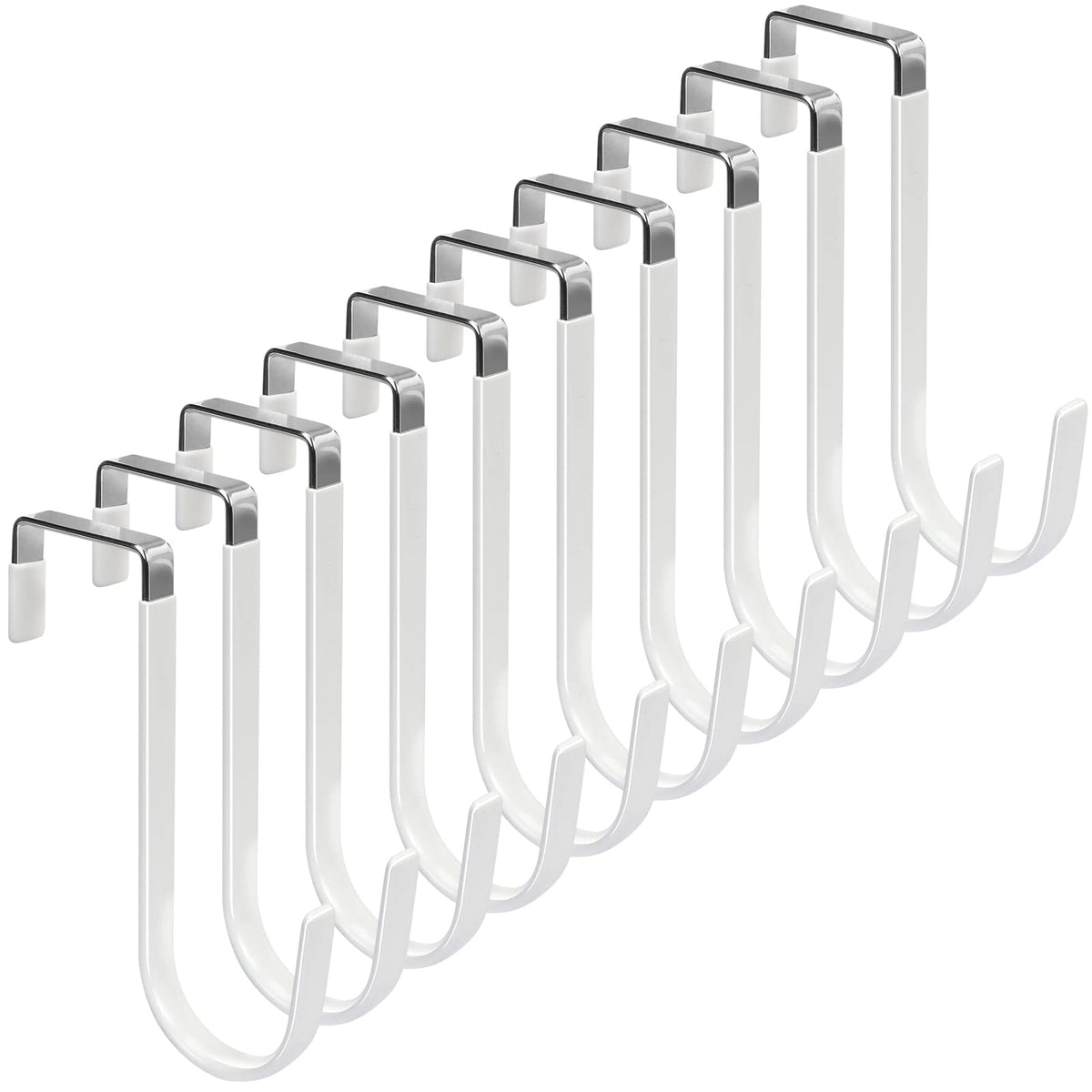 FYY Over the Door Hooks, Double-Hanger 2 Pack, Fits Doors 1 3/8" White