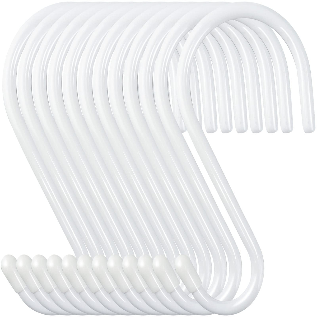 12 Pack 4-1/2 Inch S Hooks, Large Vinyl Coated Closet Hooks Non Slip Heavy Duty for Hanging, Steel Metal Black Rubber Coated for Jeans Plants Clothes Pot Pan Cups Towel