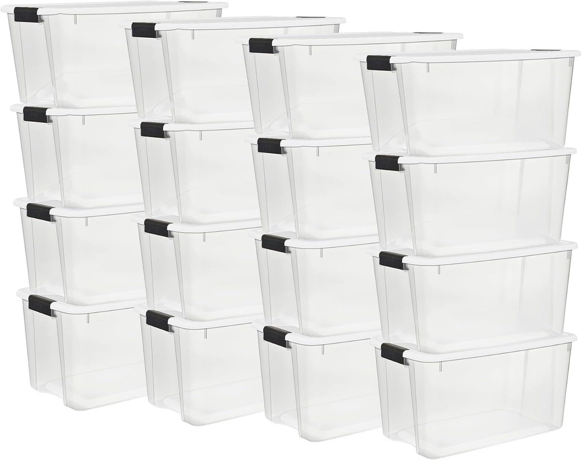 Sterilite Ultra Latch Box with Lids for Home and Office, 70 Quart, 12-Pack