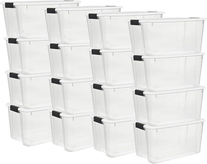 Sterilite Ultra Latch Box with Lids for Home and Office, 70 Quart, 12-Pack