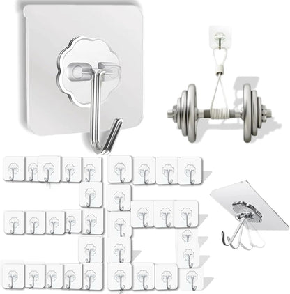 DDMY Clear Adhesive Hooks Heavy Duty Walls Hook 36 Pack for Hanging