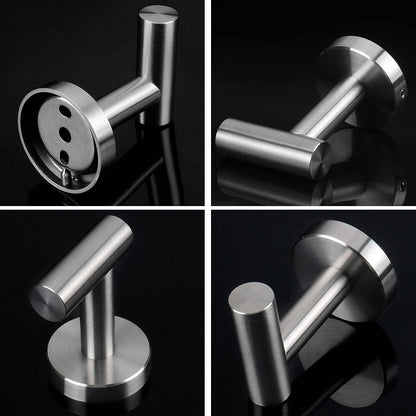 NearMoon Bath Towel Hooks- SUS 304 Stainless Steel Robe Hook Holder, Heavy Duty Coat Hook for Bathroom Livingroom Hotel Kitchen Garage, Wall Mounted- 4 Pack (Brushed Nickel)
