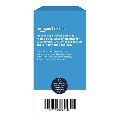Amazon Basics Flextra Strength Tall Kitchen Drawstring Trash Bags, Fresh Scent, Tear Resistant, 13 Gallon, 120 Count