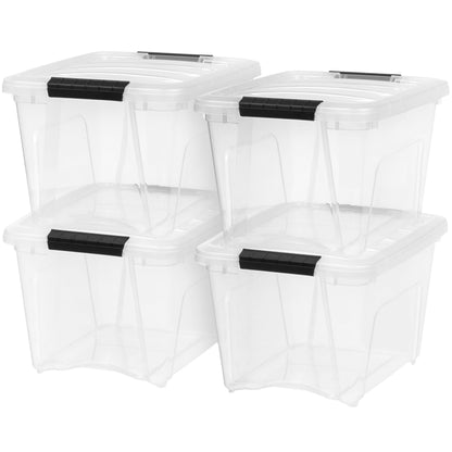IRIS USA 4-Pack 32 Quart Storage Bins with Lids, Clear