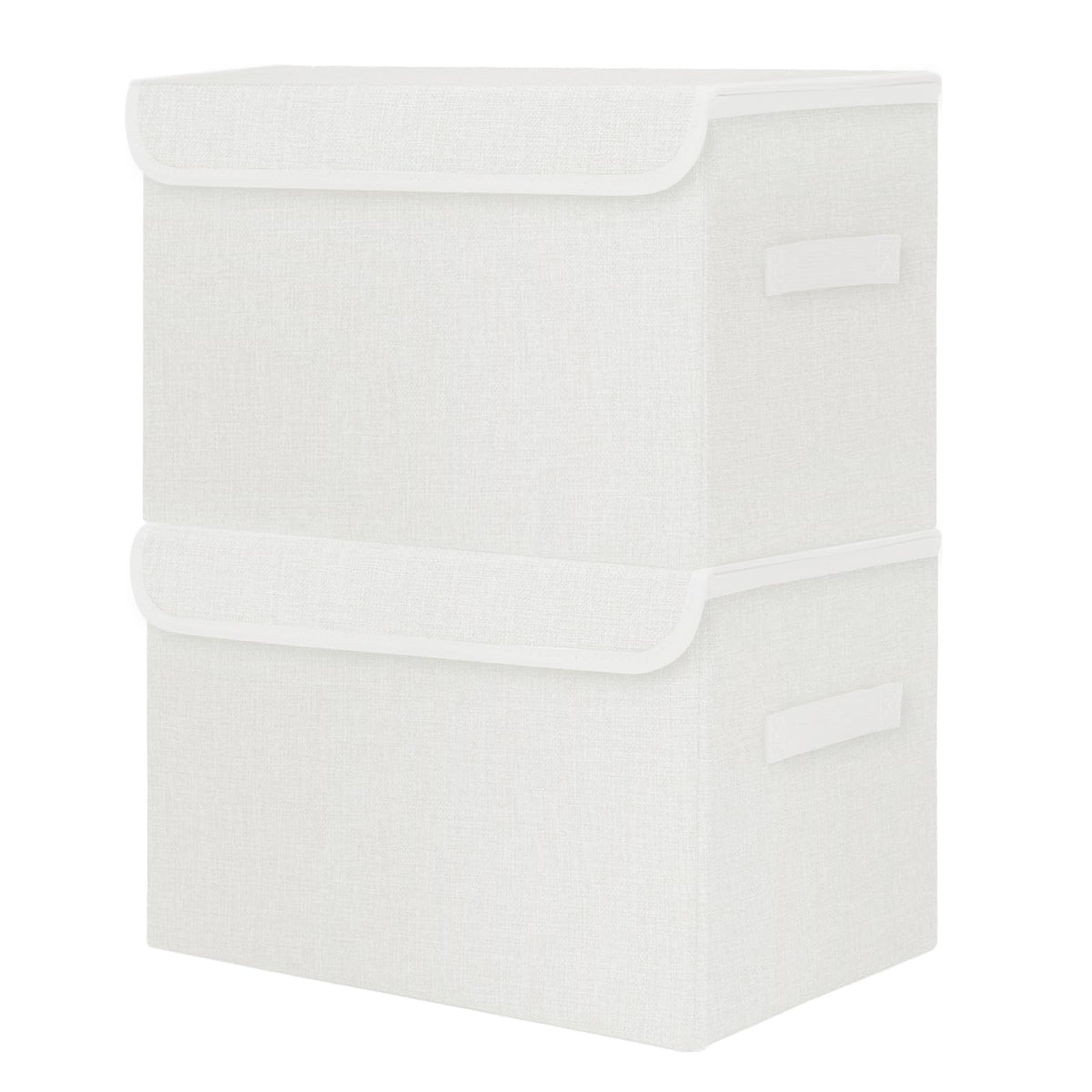 Bagnizer Large 17" 42 Quarts Collapsible Stackable Storage Bins with Lids [3-Pack] Foldable Fabric Linen Storage Boxes Cube, Closet Organizer Baskets with Label (16.7 x 12 x 12, Black)
