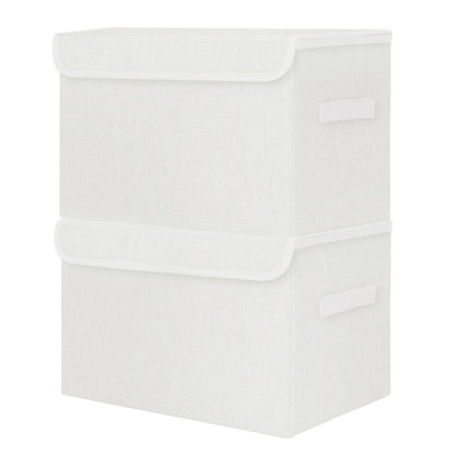 Bagnizer Large 17" 42 Quarts Collapsible Stackable Storage Bins with Lids [3-Pack] Foldable Fabric Linen Storage Boxes Cube, Closet Organizer Baskets with Label (16.7 x 12 x 12, Black)