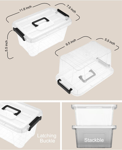 NUMIFUN 7Qt Clear Plastic Storage Bins with Lids,Transparent Design,6 Pack
