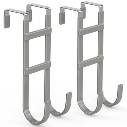 FYY Over the Door Hooks, Double-Hanger 2 Pack, Fits Doors 1 3/8" White
