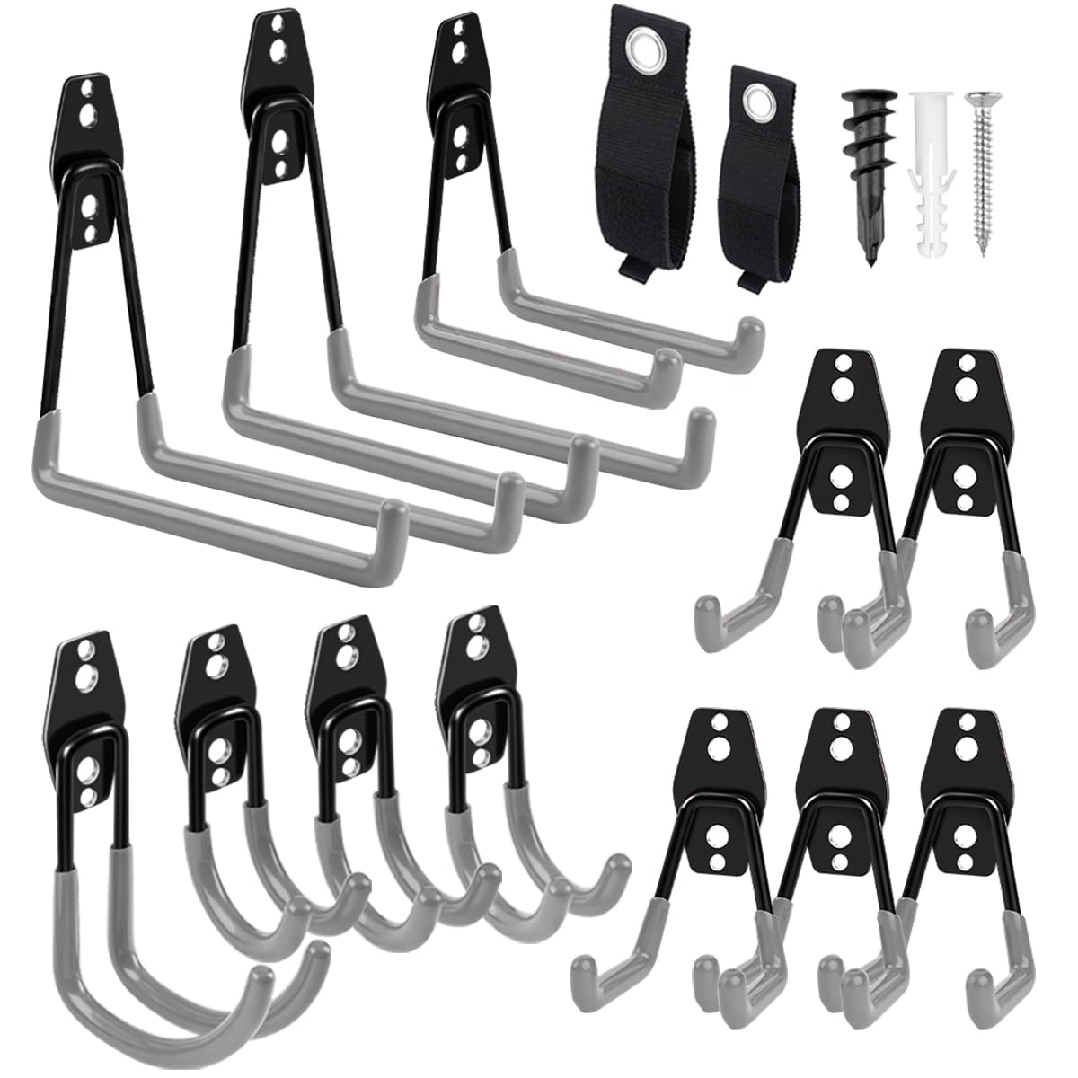 Garage Hooks Heavy Duty 14 Pack, Steel Garage Storage Hooks, Tool Hangers for Garage Wall Utility Wall Mount Garage Hooks and Hangers with Anti-slip Coating for Garden Tools, Ladders, Bulky Items