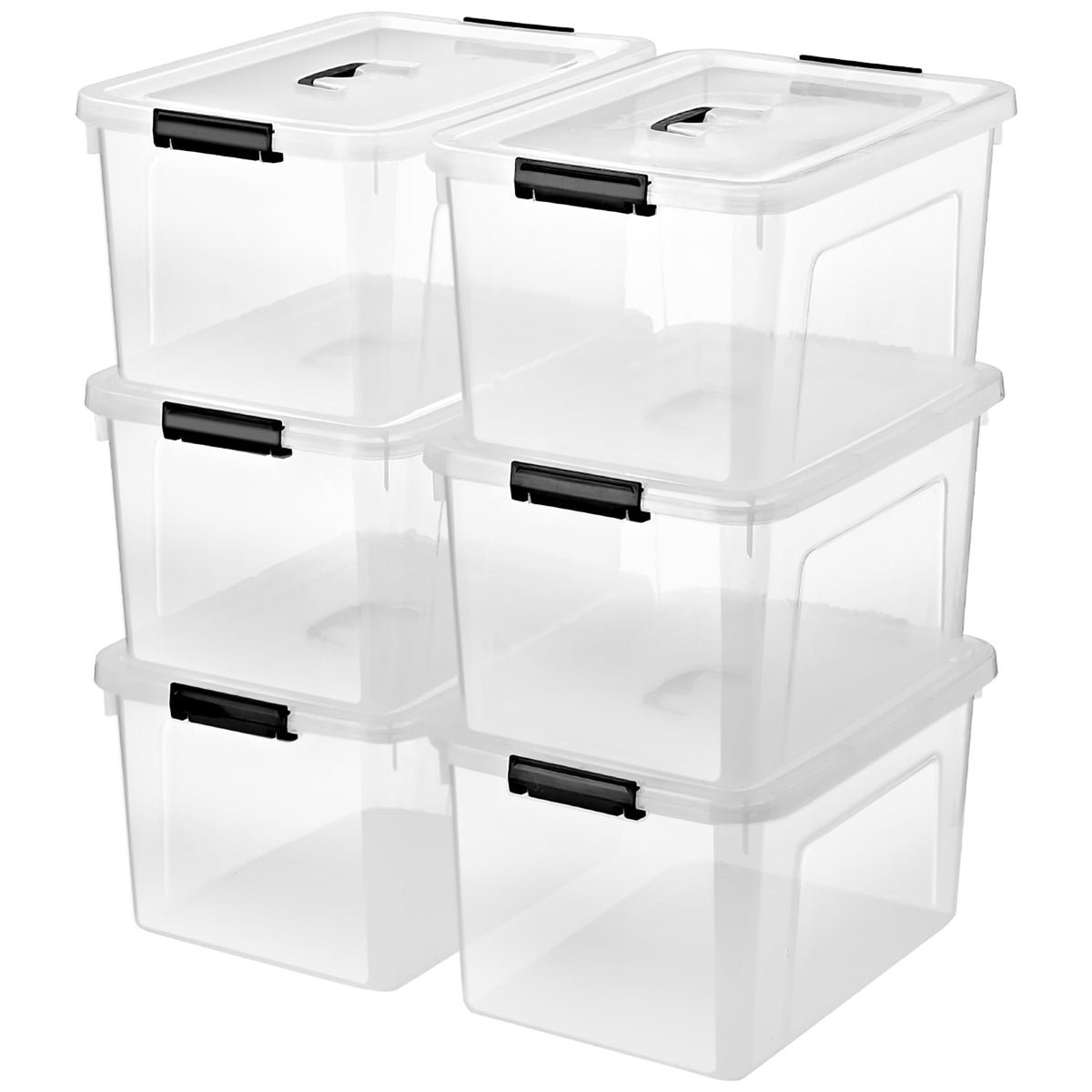 6 Quart Clear Storage Latch Box/Bins, 6-Pack Plastic Container with Latches and Lid