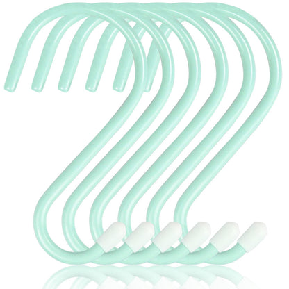 DINGEE 6 Inch Heavy Duty S Hooks, Large S Hook for Hanging Plants, Vinyl Coated S Hook 6 Pack Sturdy Non Slip Black S Hooks for Hanging Closet,Bird Feeders,Kitchen,Large Object,Garden Tools