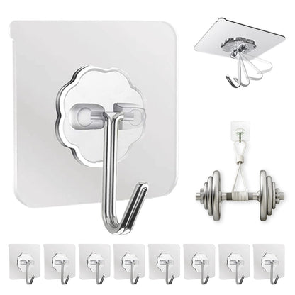 DDMY Adhesive Wall Hooks Heavy Duty 50LB Clear Hook 24 Pack for Hanging