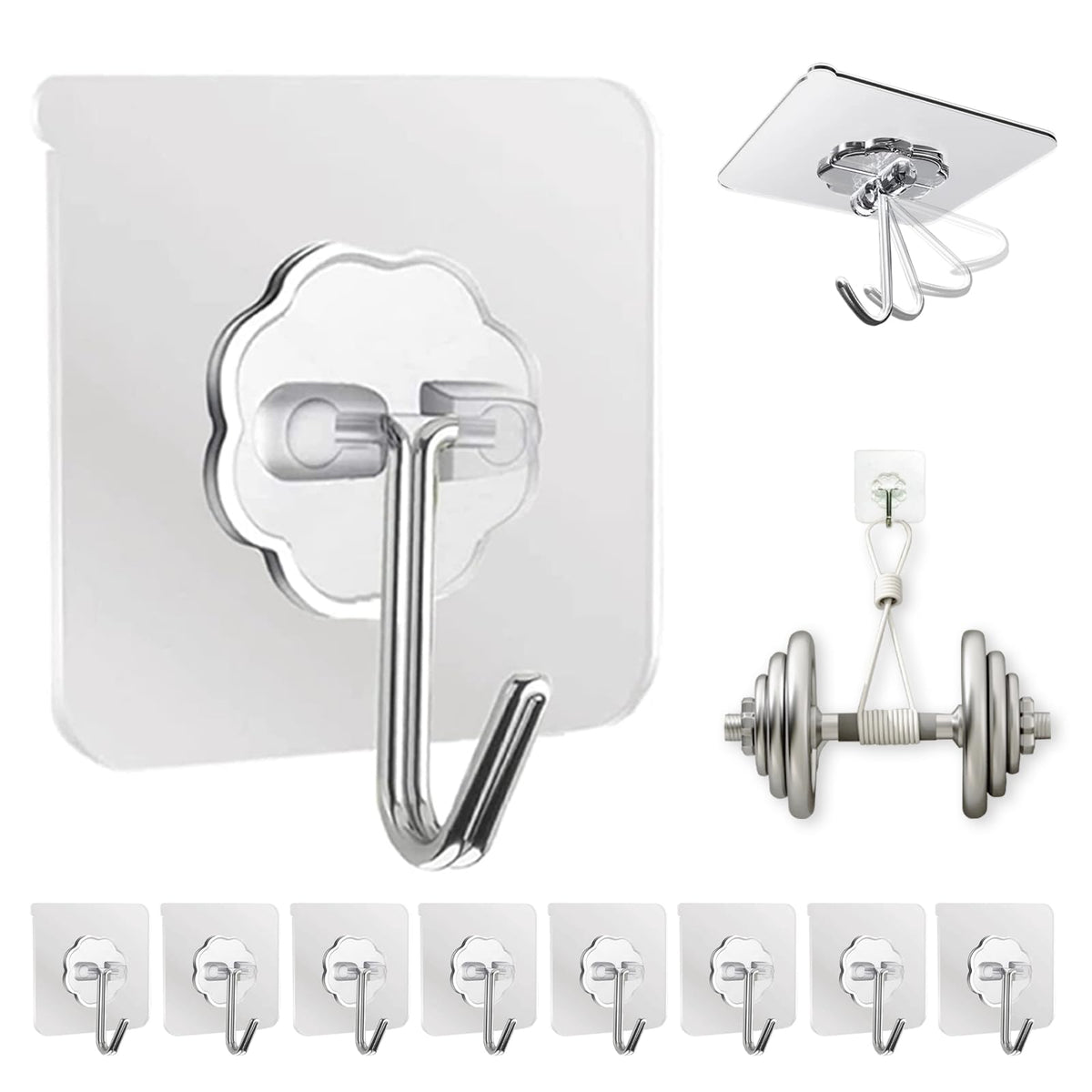 DDMY Clear Adhesive Hooks Heavy Duty Walls Hook 36 Pack for Hanging